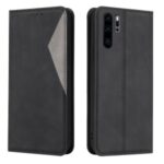 Geometric Splicing Card Slots Stand Leather Case for Huawei P30 Pro – Black