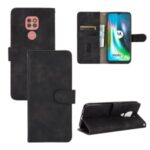 Skin-touch Protector Wallet Stand Leather Cover for Motorola Moto G9 Play/G9 (India) – Black