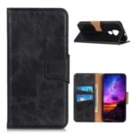 Crazy Horse Texture Wallet Split Leather Shell for Motorola Moto G9 Play – Black