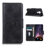 Crazy Horse PU Leather Wallet Stand Phone Shell for Motorola Moto G9 Play – Black