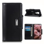 Wallet Stand Protective Leather Mobile Phone Shell for Motorola Moto G9 Play – Black