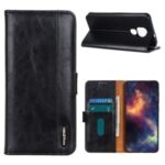 Textured Wallet Stand Leather Protective Case Shell for Motorola Moto G9 Play – Black