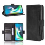 Multi-slot Leather Case Wallet Stand Shell Protector for Motorola Moto E7 Plus – Black