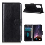 For Motorola Moto G9 Plus Crazy Horse Texture Wallet Stand Leather Phone Case – Black