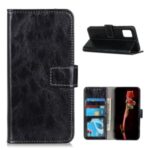 Crazy Horse Wallet Leather Stand Case for Motorola Moto G9 Plus – Black