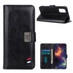 Protective Case Textured Wallet Stand Leather Shell for Motorola Moto G9 Plus – Black