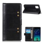 Rivet Decor Crazy Horse Texture Wallet Stand Leather Case for Motorola Moto G9 Plus – Black