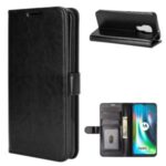 Crazy Horse Texture Leather Shell with Wallet Case for Motorola Moto G9 Play – Black