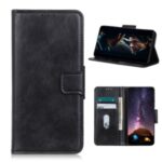 Crazy Horse Leather Wallet Stand Case for Motorola Moto G9 Plus – Black