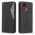 Geometric Splicing Card Slots Stand Leather Case for Xiaomi Redmi 9C – Black