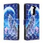 PU Leather 3D Patterned Light Spot Decor Phone Case for Xiaomi Redmi Note 9 – Wolf and Moon