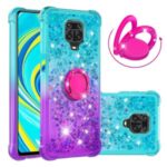Kickstand Gradient Quicksand TPU Case for Xiaomi Redmi Note 9S/Note 9 Pro Protector Shockproof Shell – Cyan / Purple