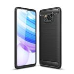 Carbon Fibre Brushed TPU Shell Case for Xiaomi Poco X3 NFC – Black