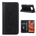 Auto-absorbed Litchi Texture Protector Split Leather Wallet Case for Xiaomi Poco X3 NFC/Poco X3 – Black