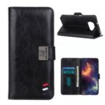 Protective Case Textured Wallet Stand Leather Shell for Xiaomi Poco X3 NFC/Poco X3 – Black