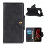 Brass Buckle Wallet Leather Protector Stand Phone Case for Xiaomi Poco X3 NFC/Poco X3 – Black
