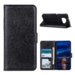 Crazy Horse Leather Shell Wallet Stand Cell Phone Covering for Xiaomi Poco X3 NFC/Poco X3 – Black
