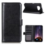 Crazy Horse Texture Leather Wallet Phone Cover for Xiaomi Poco X3/Poco X3 NFC – Black