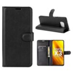 Litchi Skin Wallet Leather Stand Case for Xiaomi Poco X3 NFC/Poco X3 – Black