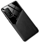 Hybrid Case for Xiaomi Mi 10T Pro 5G Built-in Magnetic Metal Sheet Leather Coated Glass PC TPU Shell – Black