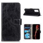 Retro Crazy Horse Texture Wallet Stand Leather Cover for Xiaomi Mi 10T 5G/10T Pro 5G Case – Black