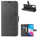 Leather Phone Case with Wallet and Stand for Alcatel 3X (2020) – Black