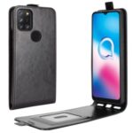 Crazy Horse Leather Vertical Flip Cover for Alcatel 3X (2020) – Black