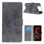 PU Leather Protector Wallet Stand Retro Phone Cover for Asus Zenfone 7 ZS670KS/7 Pro ZS671KS – Grey