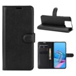 Litchi Texture Wallet Stand Leather Protector Cover for Asus Zenfone 7 ZS670KS – Black