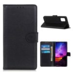 Litchi Texture with Wallet Leather Cover for vivo Y20 – Black