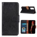 Nappa Texture Split Leather Shell Wallet Stand Cover for Realme X7 – Black