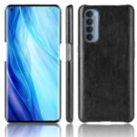 Litchi Skin Leather Coated PC Back Shell for Oppo Reno4 Pro 4G – Black
