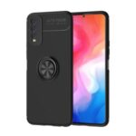 Finger Ring Kickstand TPU Case Built-in Magnetic Sheet for vivo Y20 – All Black