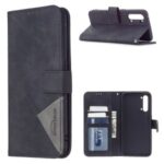 BF05 Geometric Texture Leather Wallet Stand Case Cover for Oppo Find X2 Lite – Black