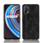 PU Leather Coated PC + TPU Hybrid Cell Phone Case for Realme X7 – Black