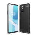 Shockproof Case for OnePlus 8T Carbon Fiber Texture Brushed TPU Shell – Black
