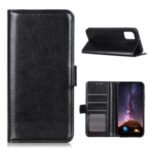 Crazy Horse Wallet Stand Leather Magnetic Phone Cover for OnePlus 8T – Black