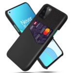 Card Holder Cloth + PU Leather Coated PC Protective Case for OnePlus 8T – Black