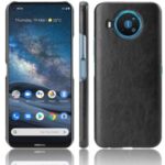 Litchi Skin Leather Coated PC Phone Shell for Nokia 8.3 5G – Black