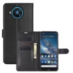 Litchi Texture Leather Wallet Cell Phone Protective Case for Nokia 8.3 5G – Black