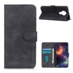KHAZNEH Vintage Style Leather Wallet Stand Case for Nokia 3.4 – Black