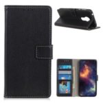 Litchi Skin Wallet Leather Stand Case for Nokia 3.4 – Black