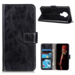 Crazy Horse Wallet Leather Stand Case for Nokia 3.4 – Black