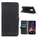 Litchi Skin Leather Wallet Case for Nokia 3.4 – Black