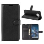 Litchi Grain Wallet Stand Leather Flip Phone Case for Nokia 8.3 5G – Black