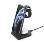 3-in-1 10W Fast Wireless Charging Station for Multiple Devices, iPhone + Apple Watch + Apple Airpods – Black