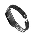 Rhinestone Decor Zinc Alloy Smart Watch Band Strap Replacement for Fitbit Charge 3 – Black
