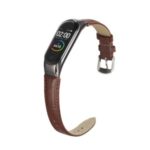 For Xiaomi Mi Band 5 Crocodile Texture Genuine Leather Watch Strap – Brown