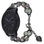 Agate Luminous Bead Stainless Steel Smart Watch Strap for Huawei Watch GT 2e/Samsung Galaxy Watch GT 3 45mm – Grey/Black