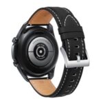 22mm Fine Stitches Genuine Leather Watch Band for Samsung Galaxy Watch3 45mm etc. – Black